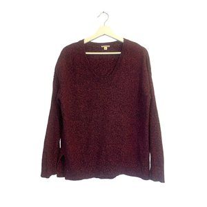 Gap Burgundy Cotton Marled U-Neck Sweater Size Medium Fall Winter